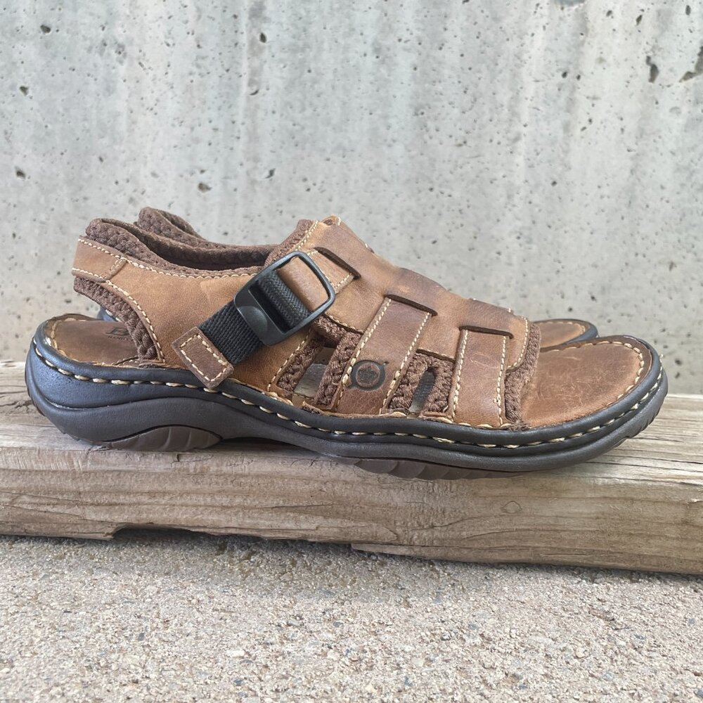 VINTAGE BORN GILA STYLE WOMEN'S SIZE 6 BROWN LEATHER STRAP COMFORT SANDALS